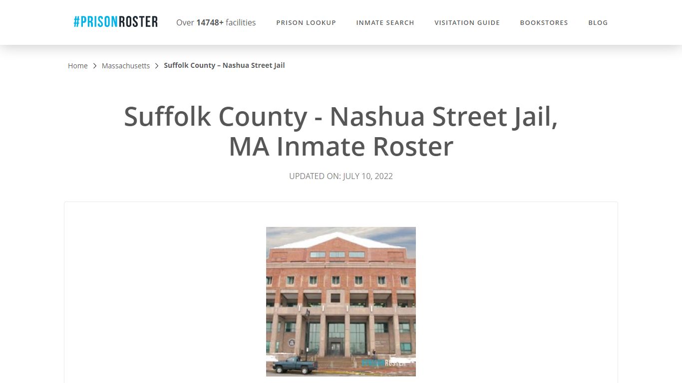 Suffolk County - Nashua Street Jail, MA Inmate Roster