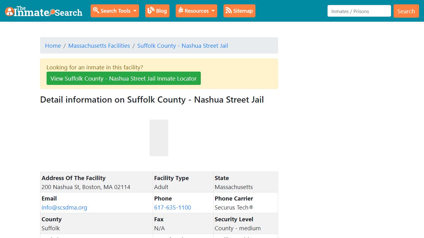 Information on Suffolk County - Nashua Street Jail