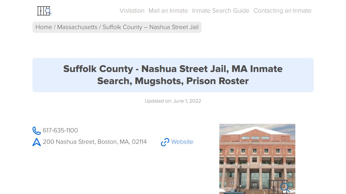 Suffolk County - Nashua Street Jail, MA Inmate Search ...