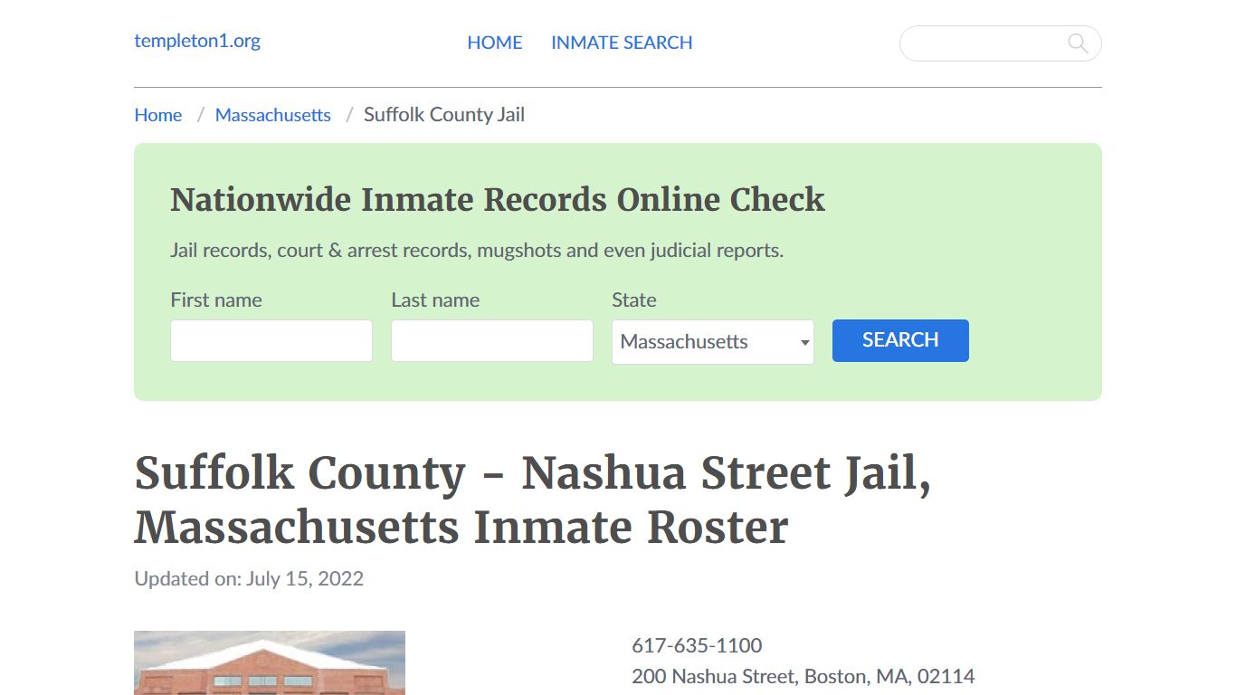 Suffolk County - Nashua Street Jail, Massachusetts Inmate ...